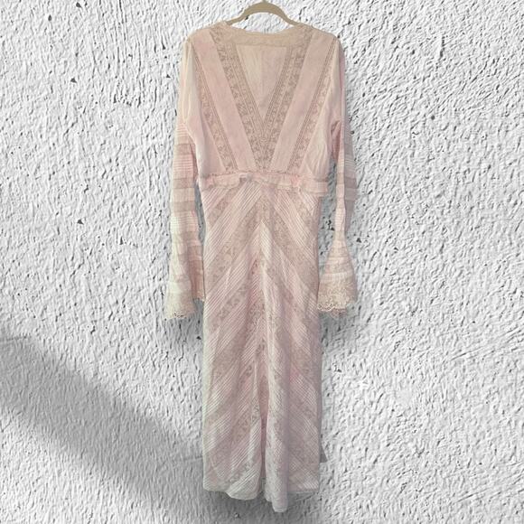 LoveShackFancy Blush Maxi Dress with Ruffle Sleeves - Picture 2 of 11